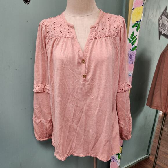 Matilda Jane Possibilities eyelet ruffle blouse M - Picture 3 of 6